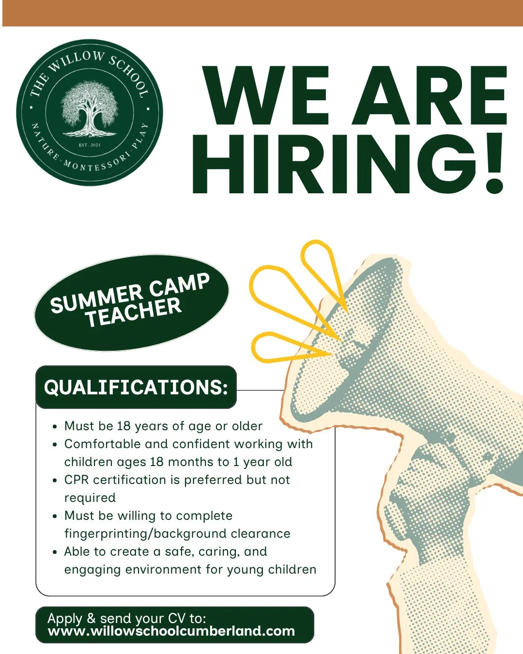 ☀️ Join Our Summer Camp Family at The Willow School 🌿⁠
⁠
This summer, we&rsquo;re looking for caring, creative, and energetic teachers to help make camp unforgettable for our students. At The Willow School, camp is more than activities and games &md