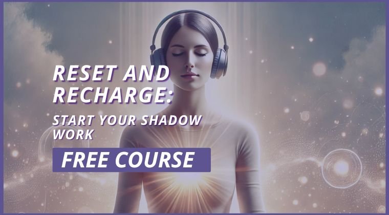 a woman sitting with headphones on as she meditates