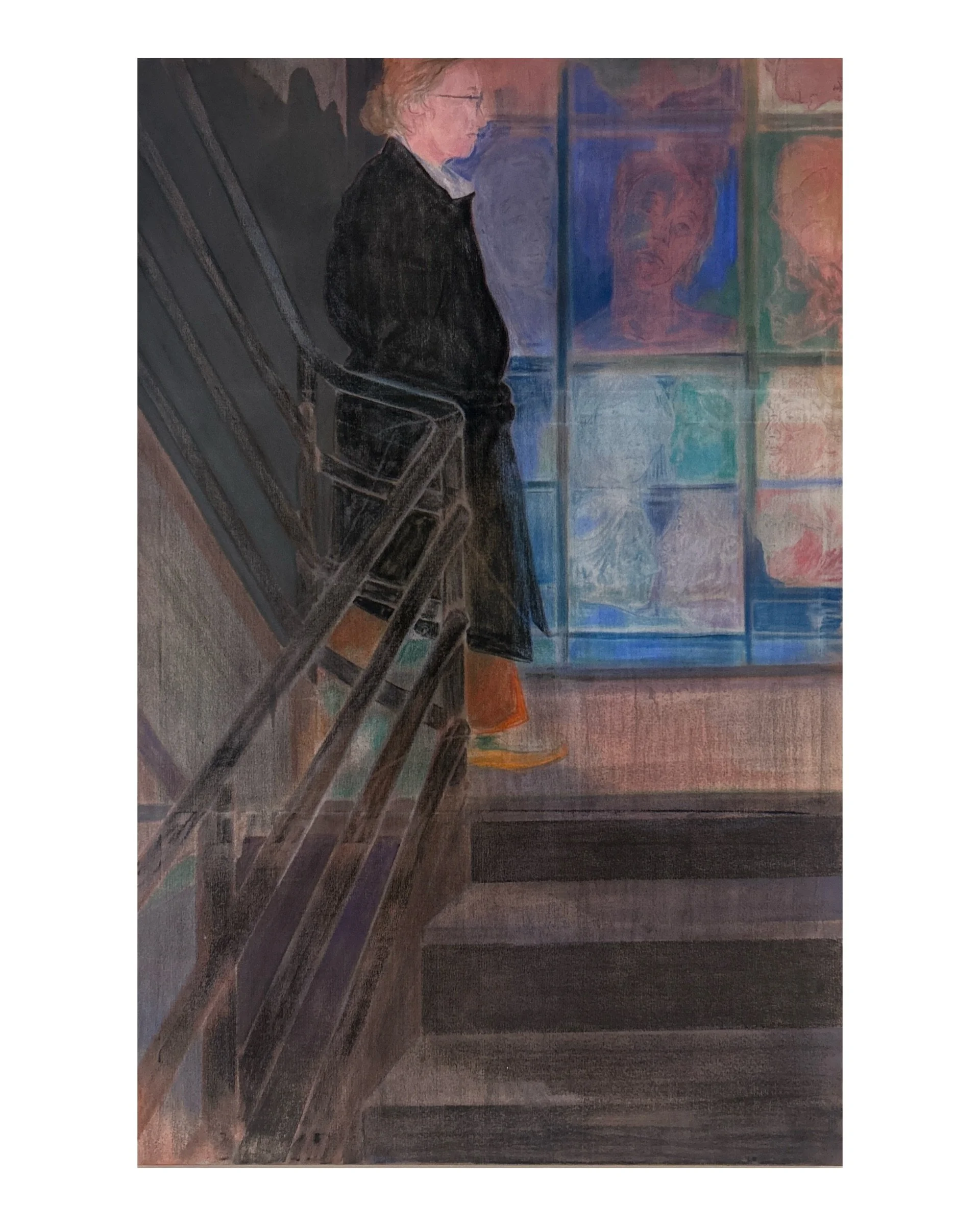 Untitled 35x48" Gouache and Soft Pastel on Raw Canvas, 2025