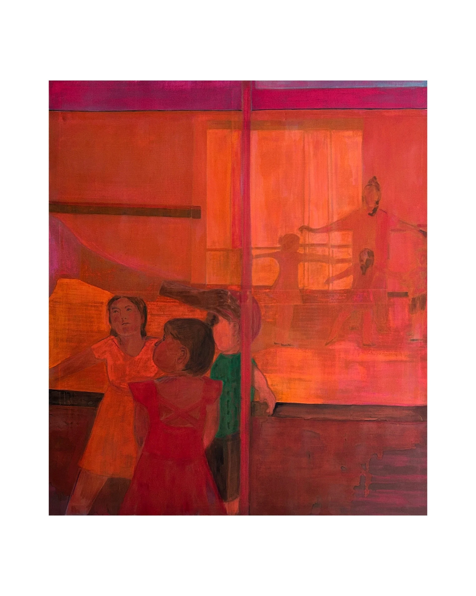 Dance Lesson 40x48" Gouache and Soft Pastel on Raw Canvas, 2025
