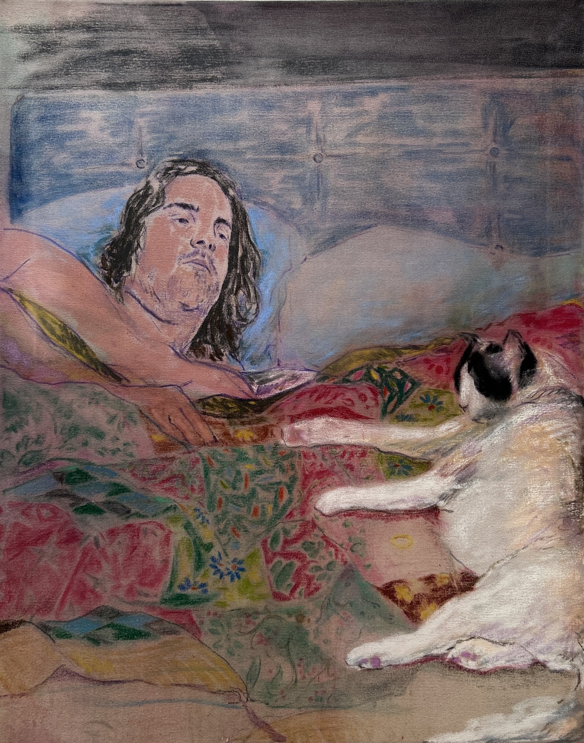 Untitled 22x28" Gouache and Soft Pastel on Raw Canvas, 2025