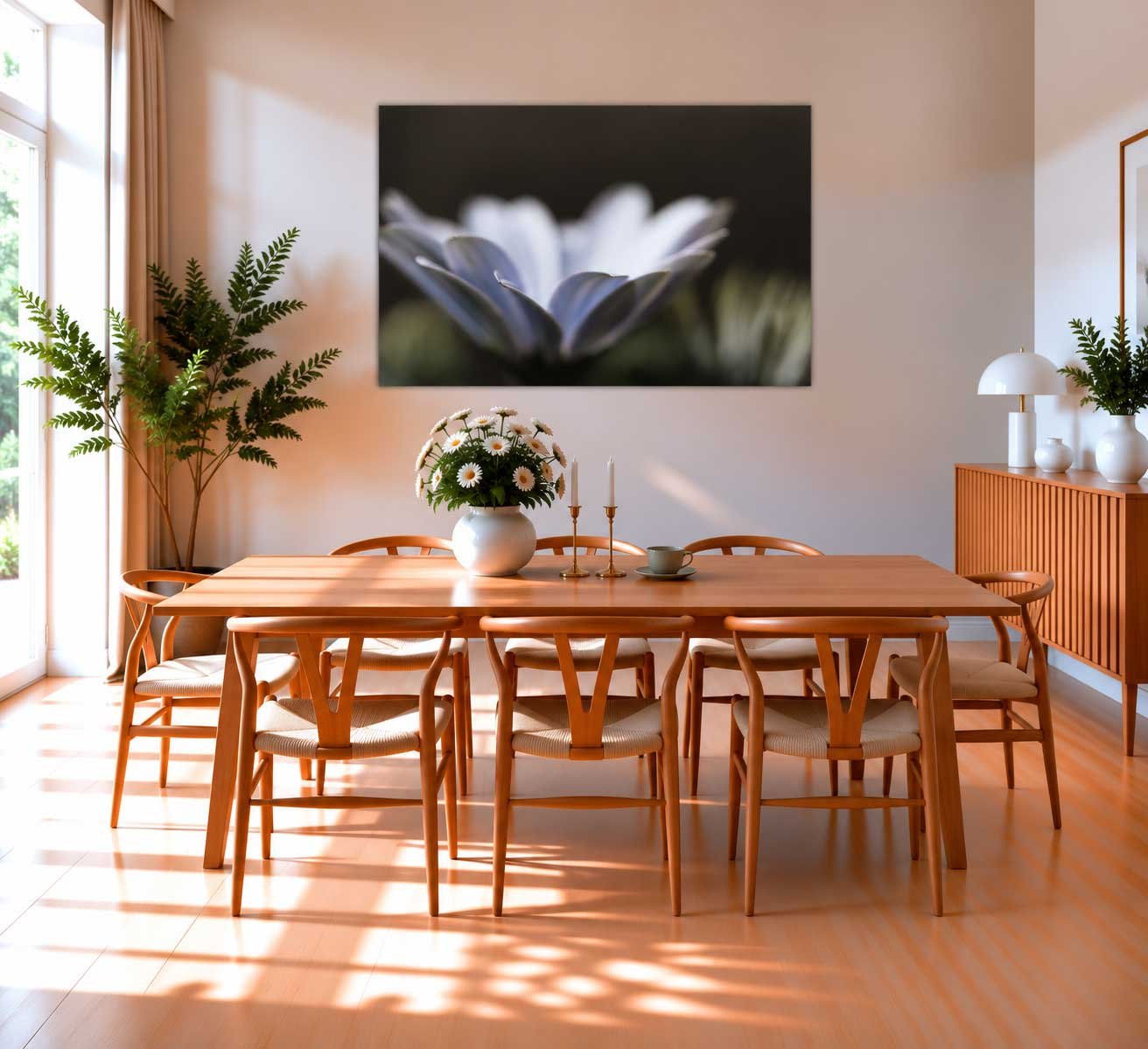 Solbeskinnet-skandinavisk-spisestue-med-blomsterværk.jpg