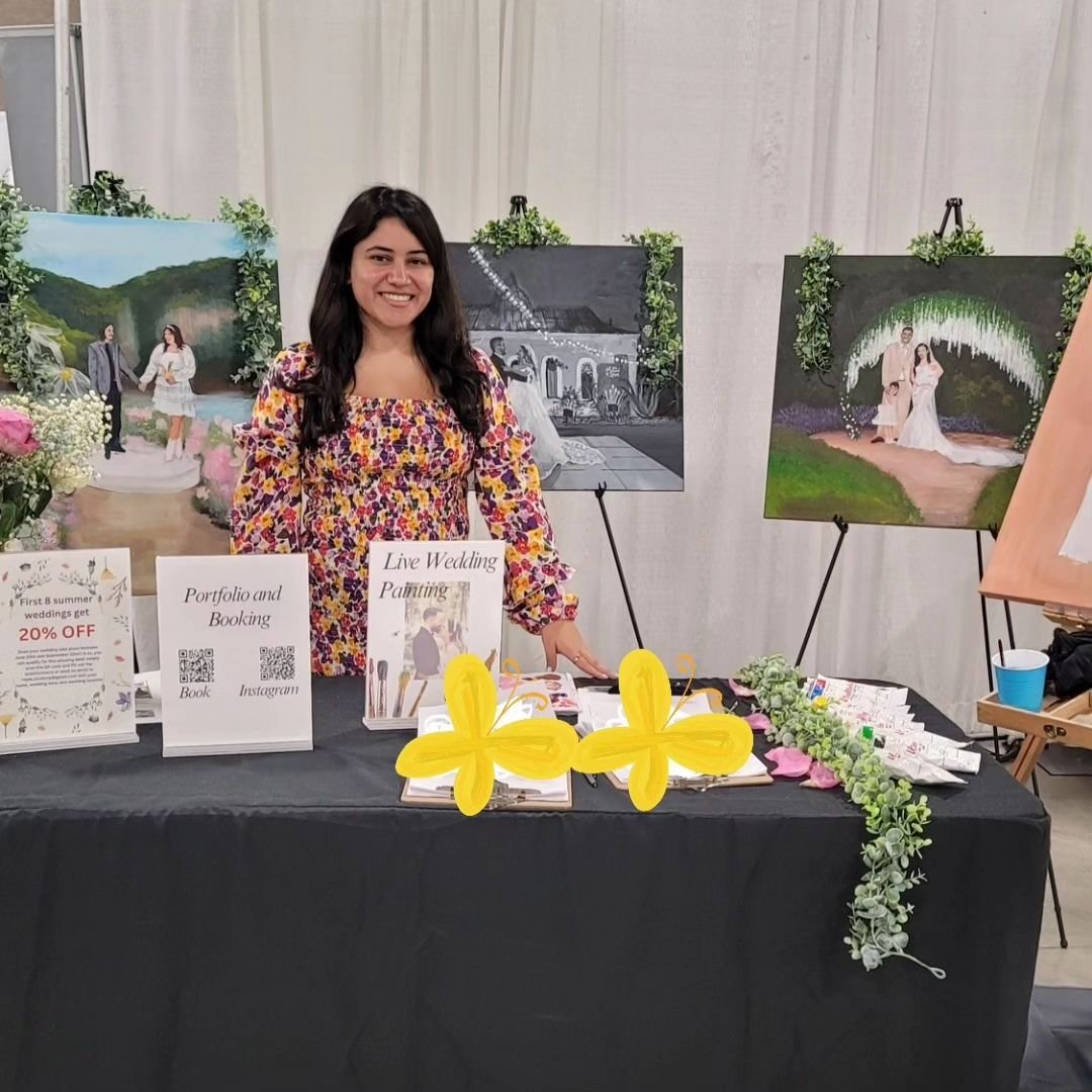 Feeling incredibly blessed for the opportunity to showcase my live wedding painting services at @acsbridalexpo. 🎨✨️ Your kind words and smiles have touched my heart and I can't wait to bring even more joy and color to your special day. 💐👰&zwj;♀🤵
