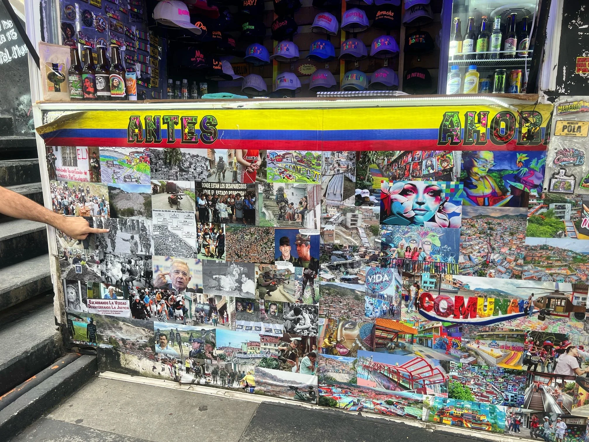 Photo wall in Comuna 13 remembering the violence