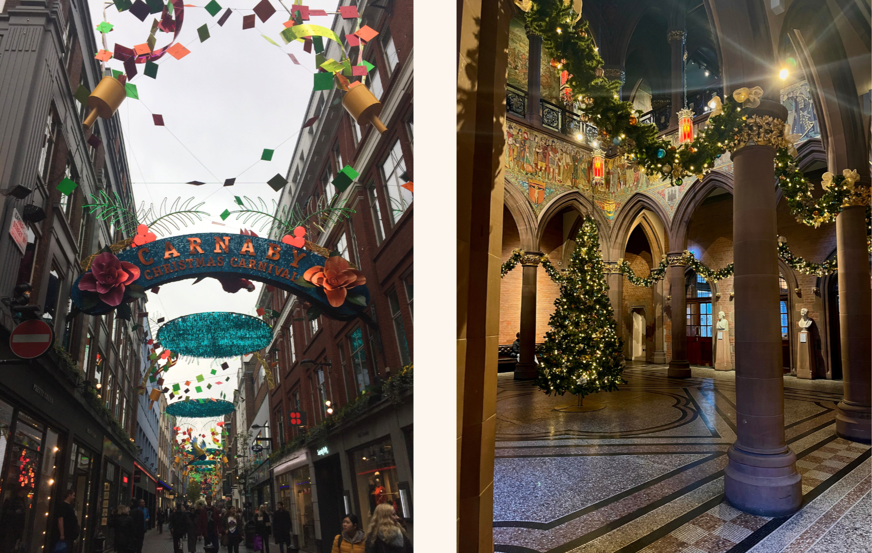 London Carnaby Street. Edinburgh National Portrait Gallery. Christmas Decorations.
