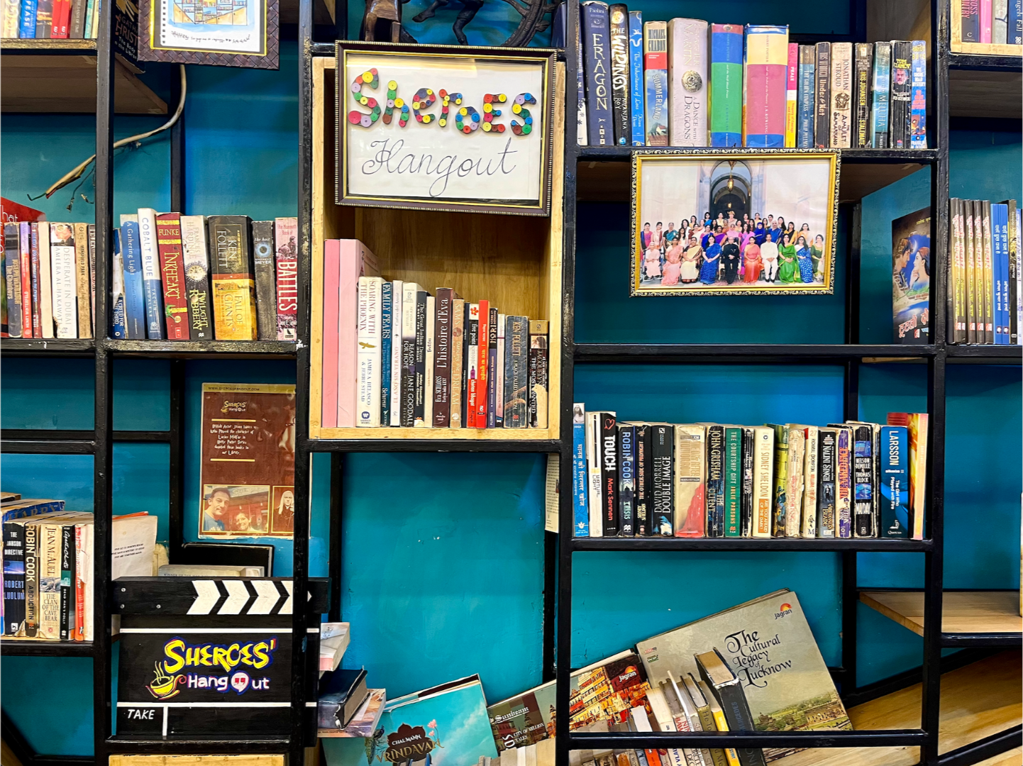 Sheroes Hangout interior mini library