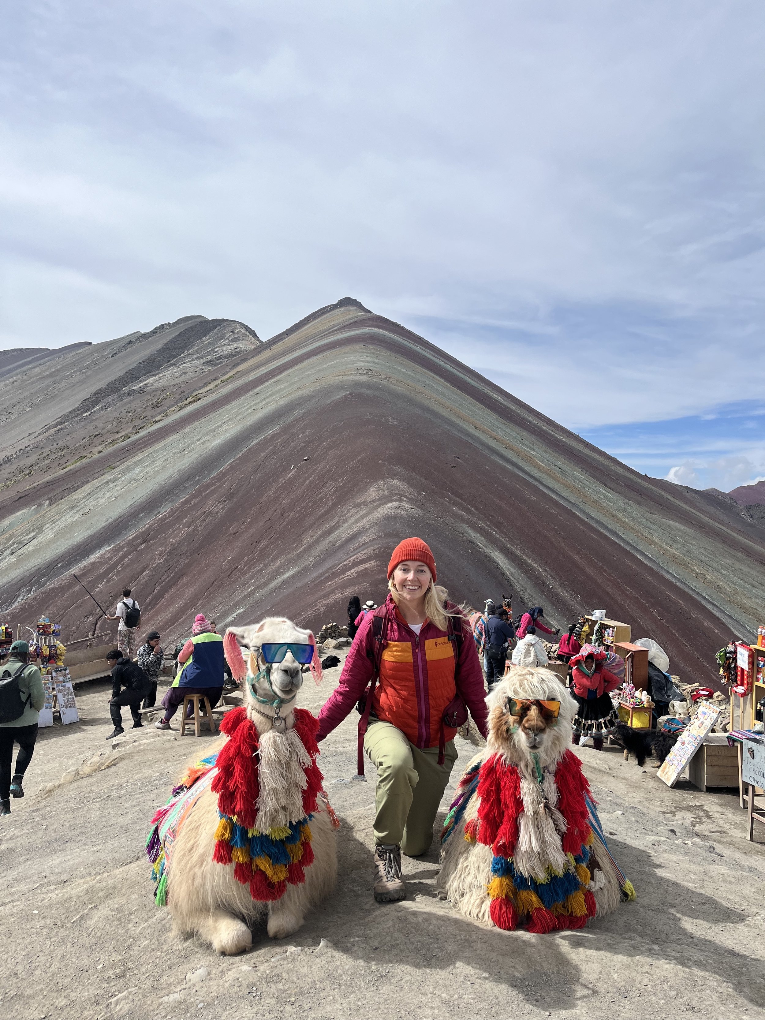 Rainbow Mountain Peru with Llamas