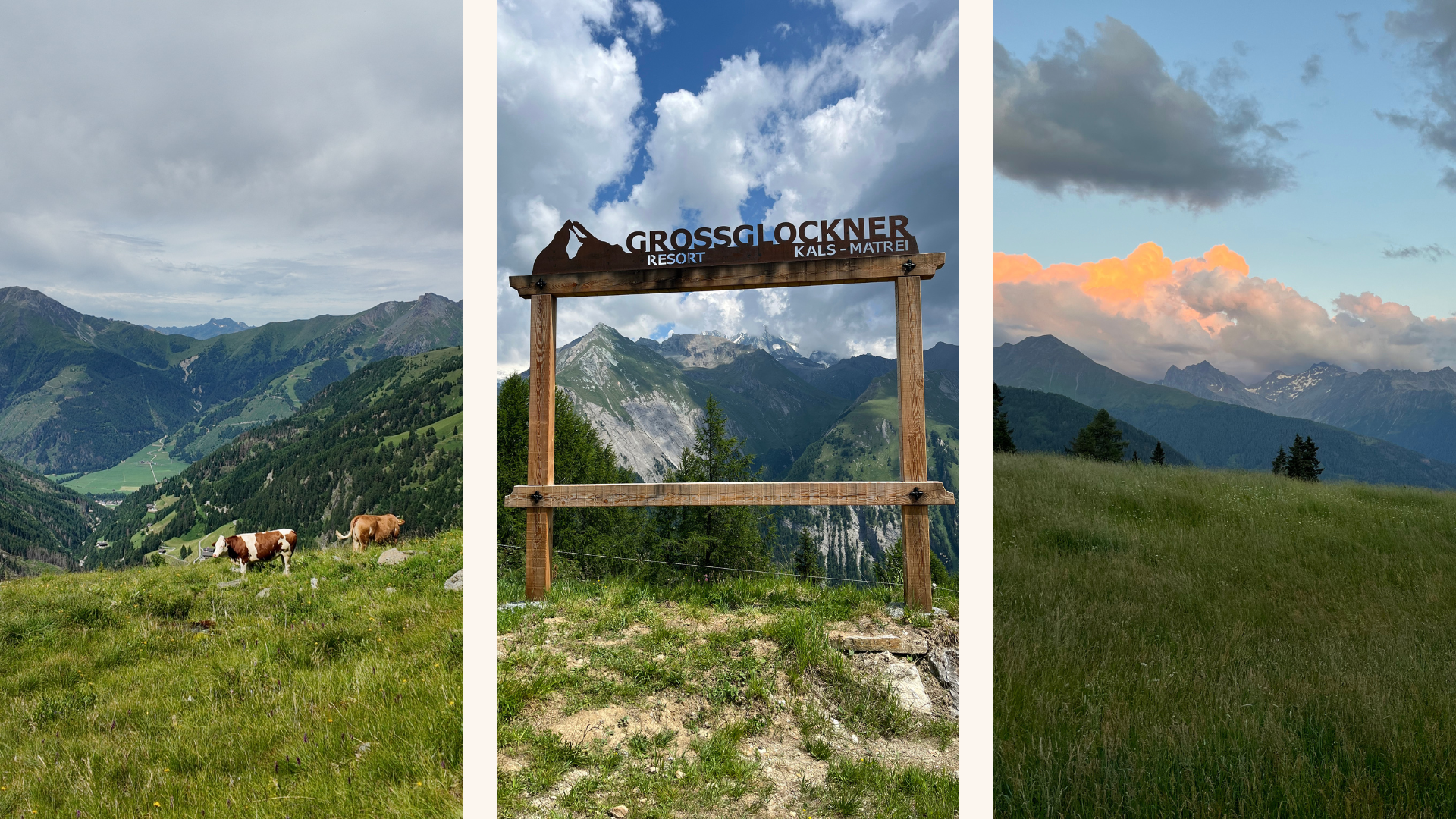 Three photos of mountains in Austrian Alps