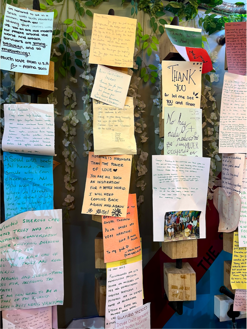 Inspiring messages on the wall of Sheroes Hangout in Agra, India
