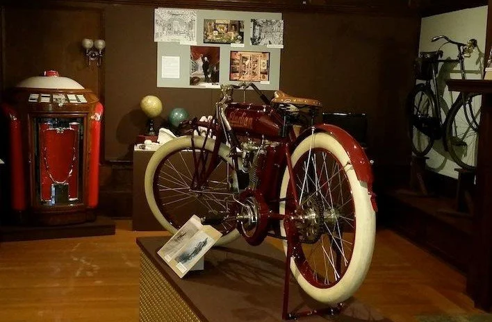Bikes & jukebox in a museum exhibit