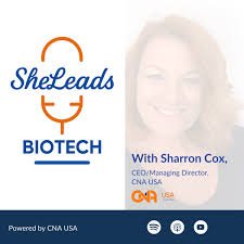 She Leads Biotech Podcast with Sharron Cox featuring Nathalie Riebel, CEO of Oncospire Consultants