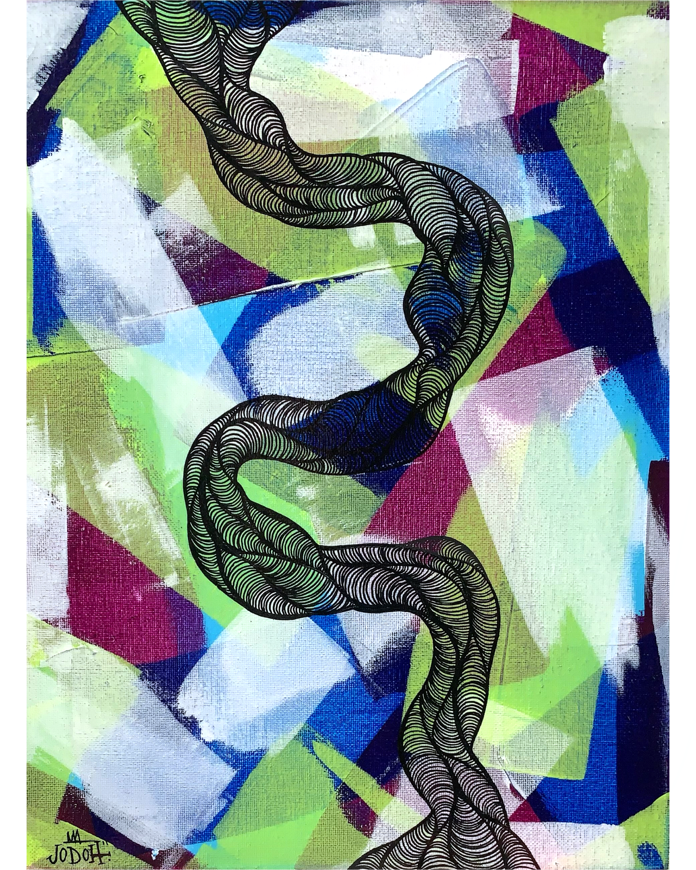 THEY PLAY OUR SONG ON THE RADIO | 9”x12”acrylic & posca on canvas