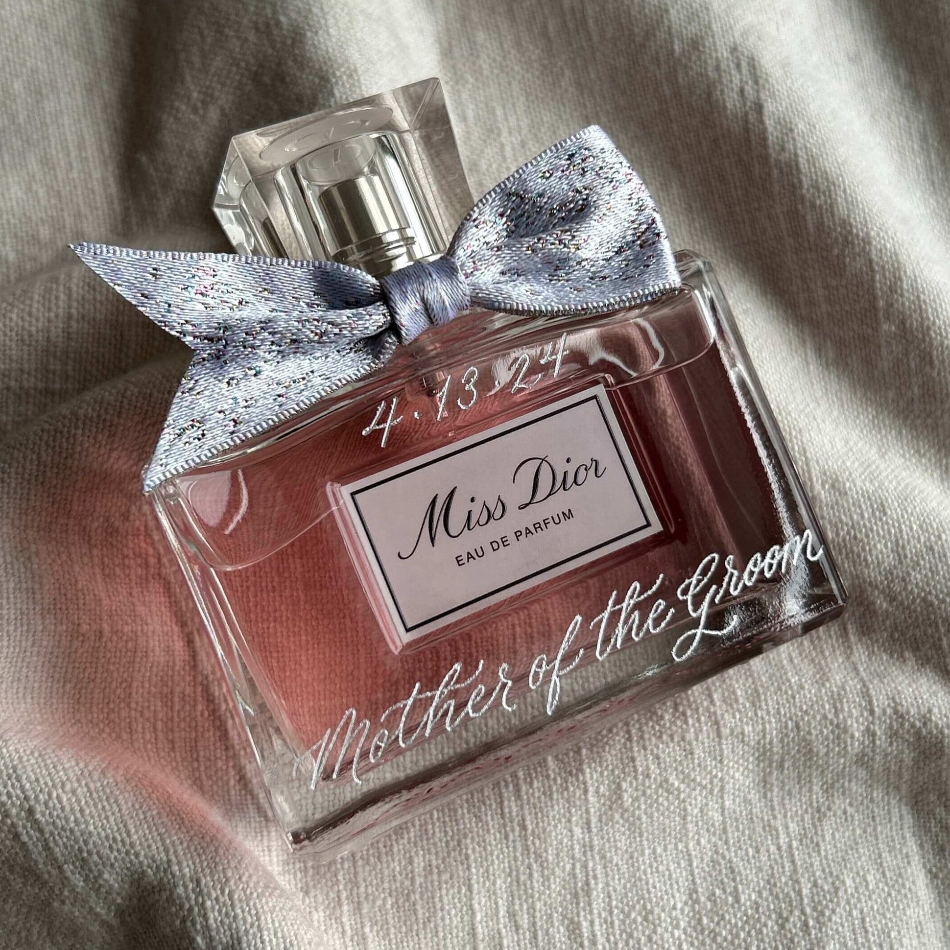 Hand engraved perfume bottle, Christian Dior Miss Dior