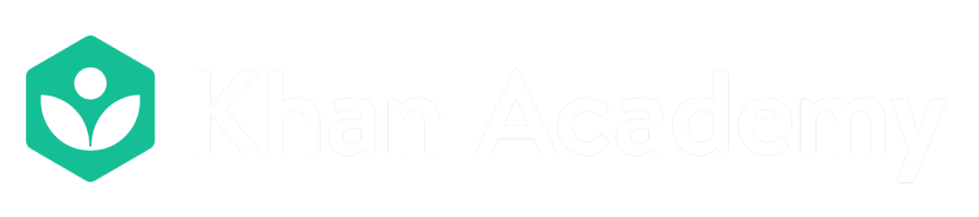 Khan Academy logo with green hexagon and white stylized figure, and text 'Khan Academy' in white
