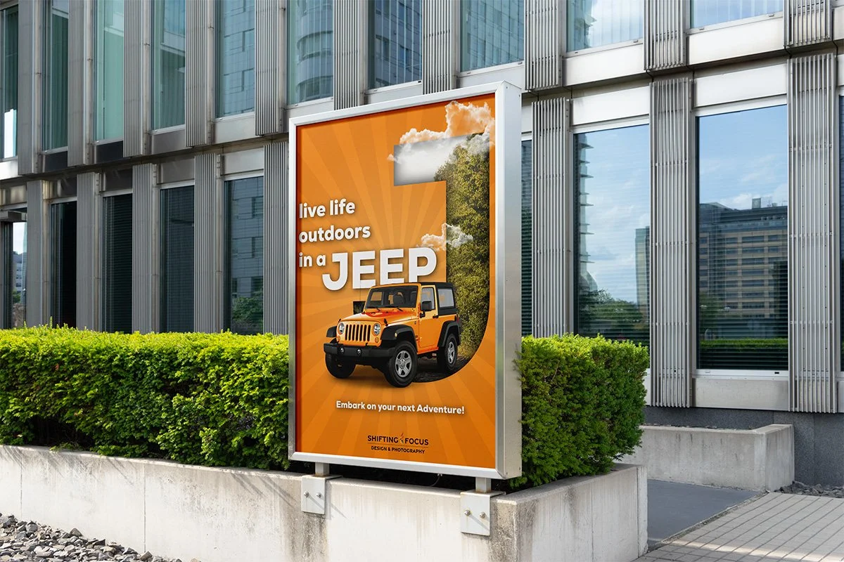 A colorful ad for a Jeep YJ