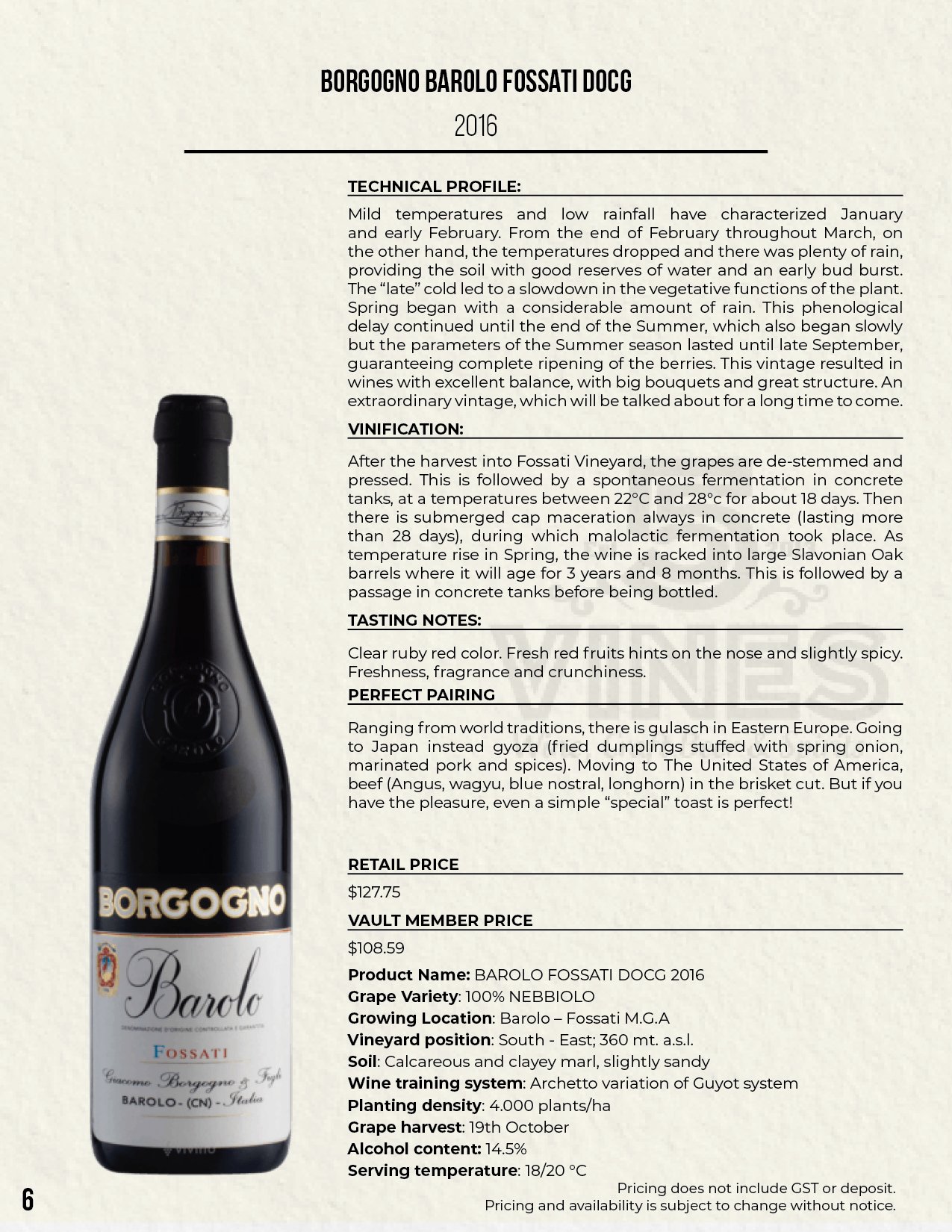 Wine Catalogue Page Description