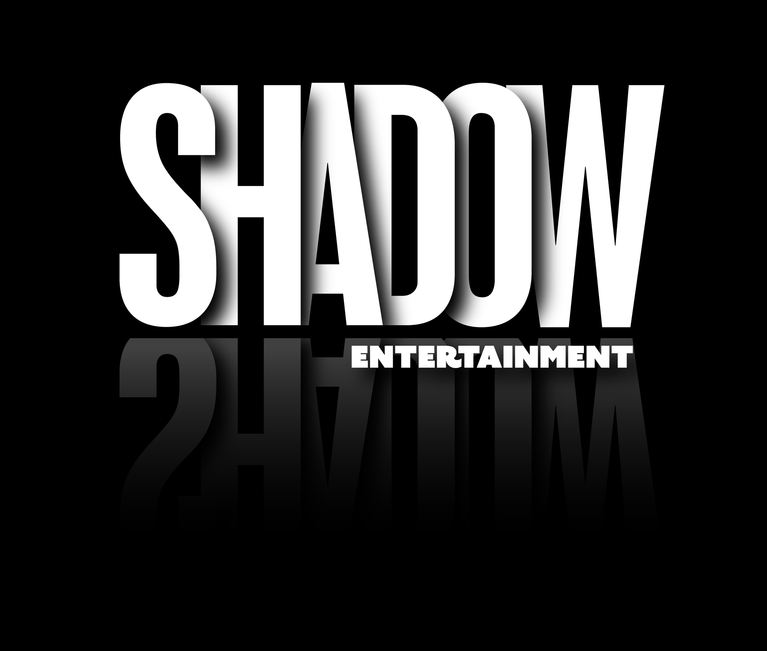 Shadow Entertainment logo with reflection on a black background