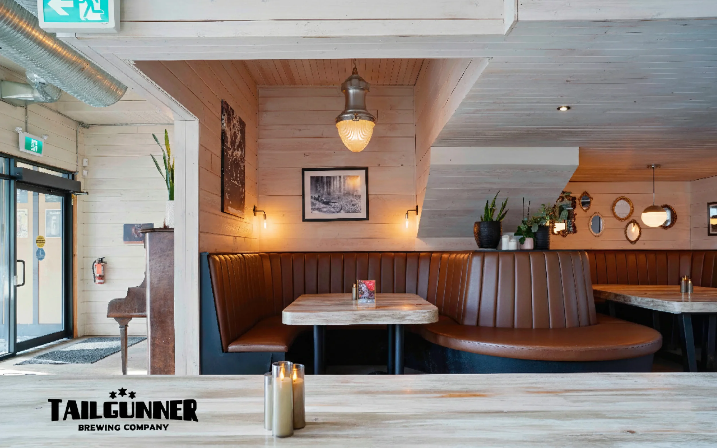 A professional hospitality marketing image showcasing strategic design in a Calgary brewery interior