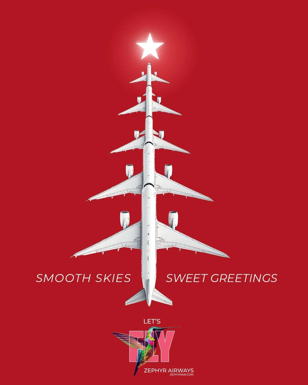 Minimalist holiday travel advertising campaign for airline branding