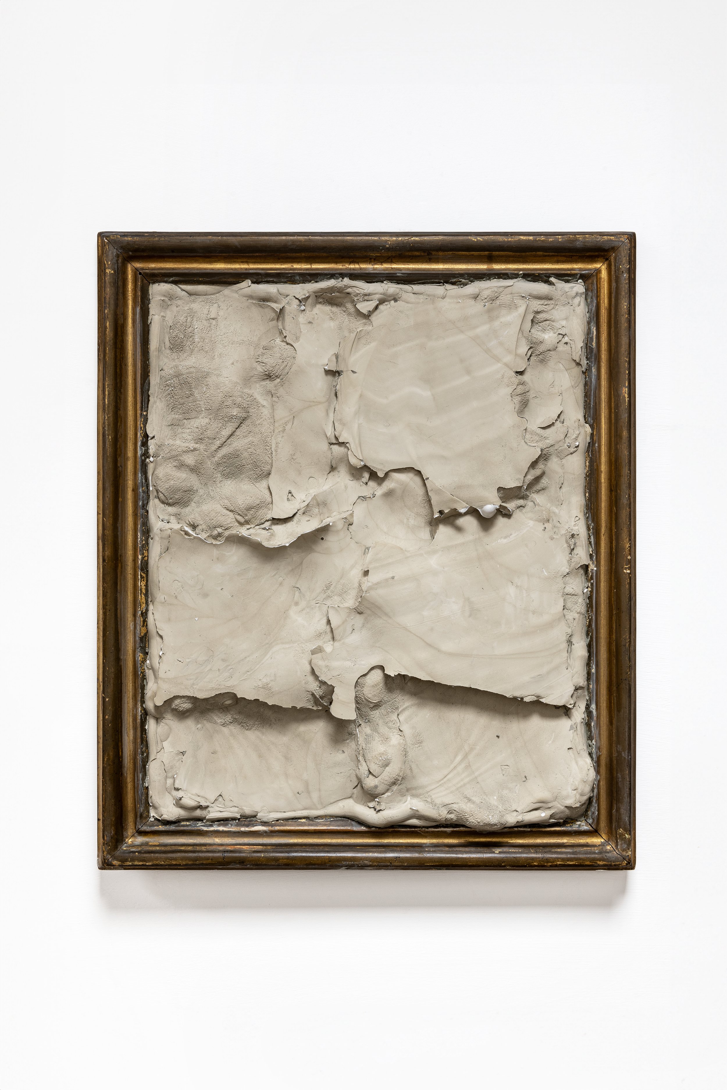 'Untitled', 2023, wire, jute, clay, plaster, recycled frame, 57 x 48 x 5.5 cm
