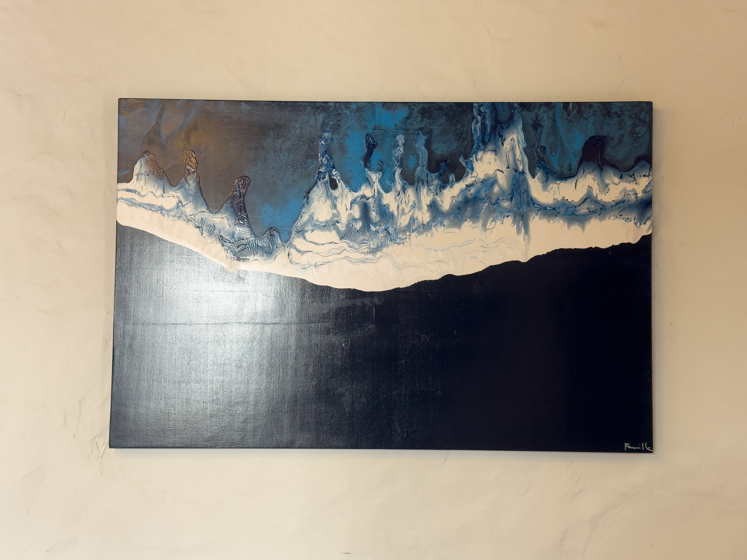 Cuadro oleaje sobre lava. Bonilla