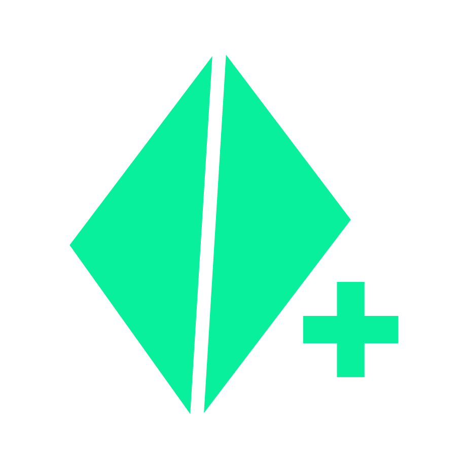 A teal-colored diamond-shaped icon with a plus sign next to it, representing a 'new' or 'add' action.