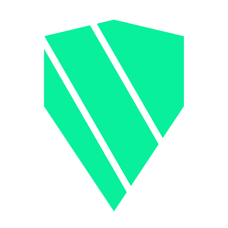 A teal-colored, 3D geometric shape with black lines dividing its faces, resembling a stylized gemstone or cube.