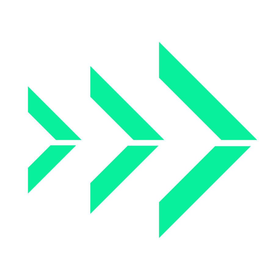 A series of teal arrows pointing to the right against a black background.
