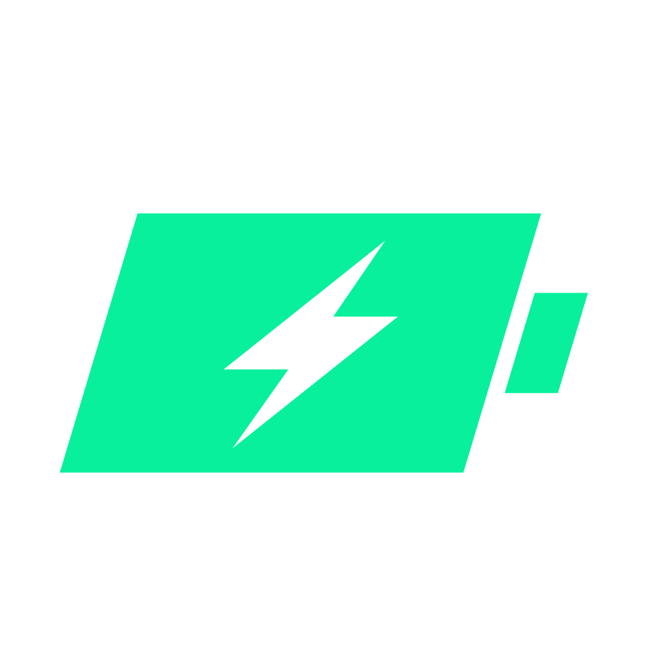 Battery icon with a lightning bolt in the center, indicating charging or low power.
