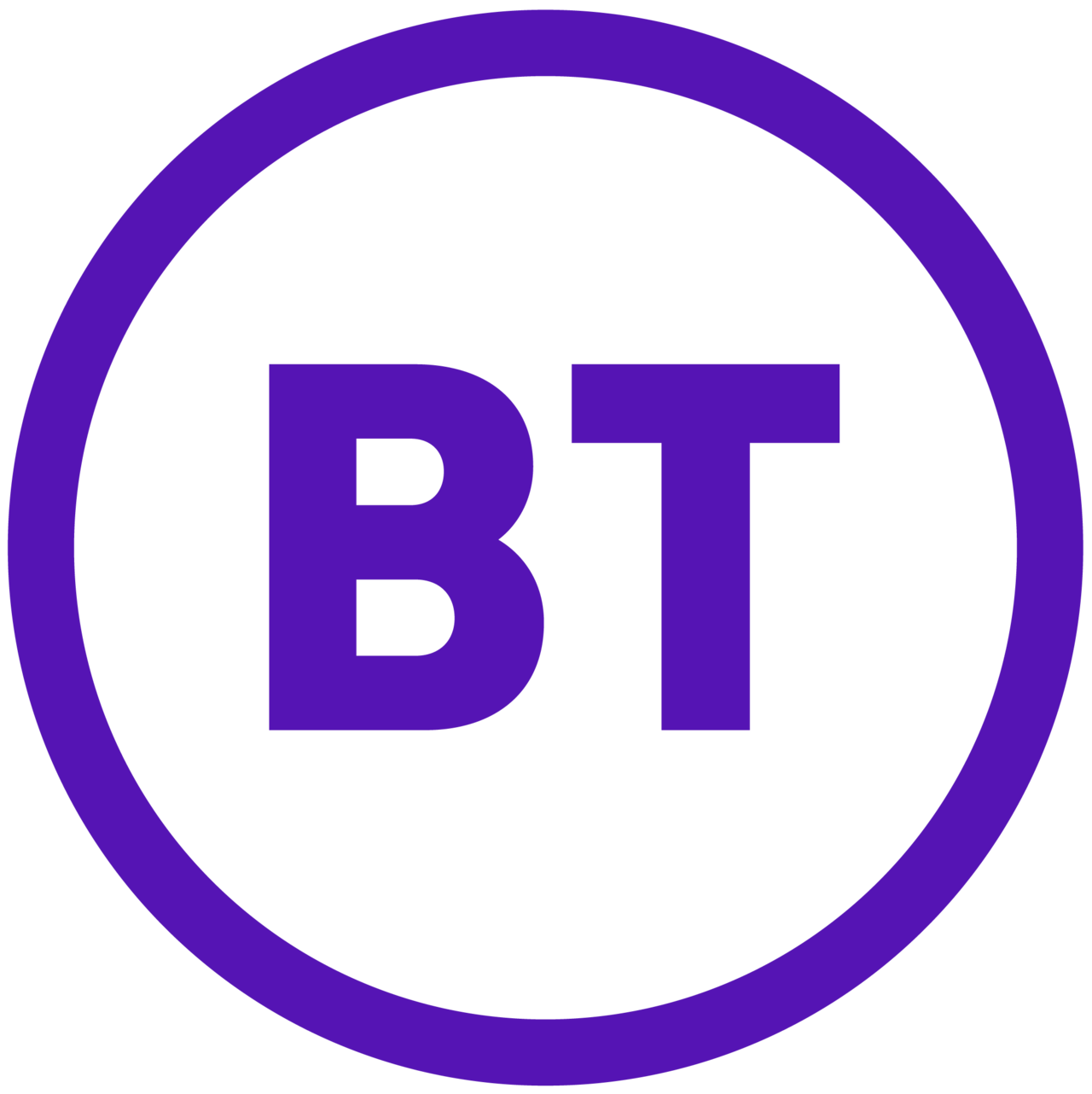 A circular logo with a purple outline and the bold initials 'BT' in purple inside on a black background.