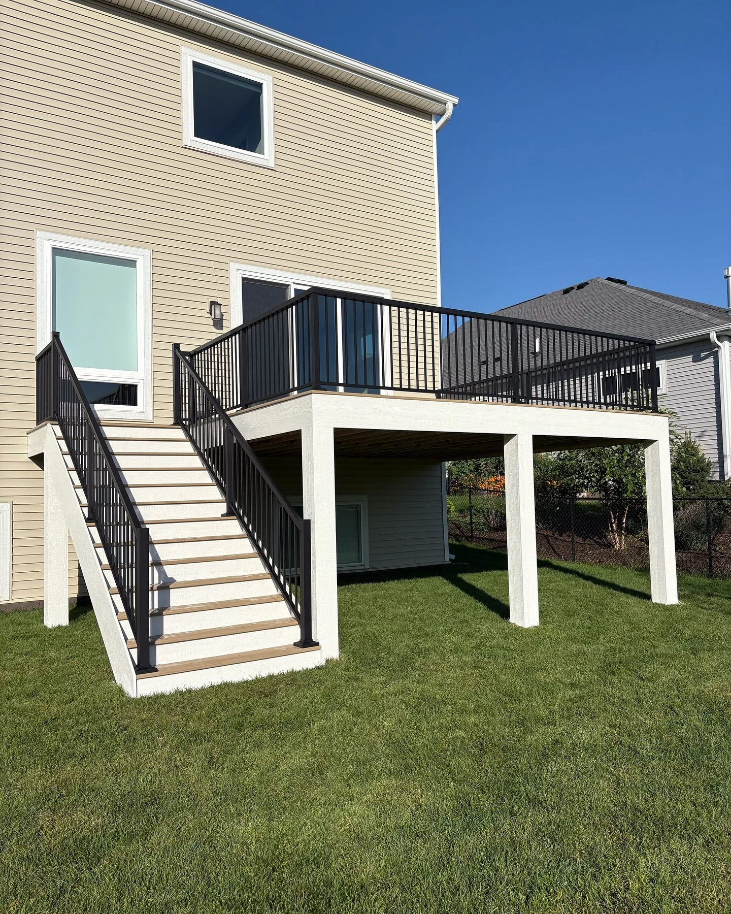 Ready to fall in love with your outdoor space this season? 🍂 

📞 Contact us at (952) 393-5782 to get started! 

This new deck build features @timbertech Weathered Teak decking 🔨

#deckofthemonth @timbertechpros #deckbuilder #deckbuilding #deckbuil