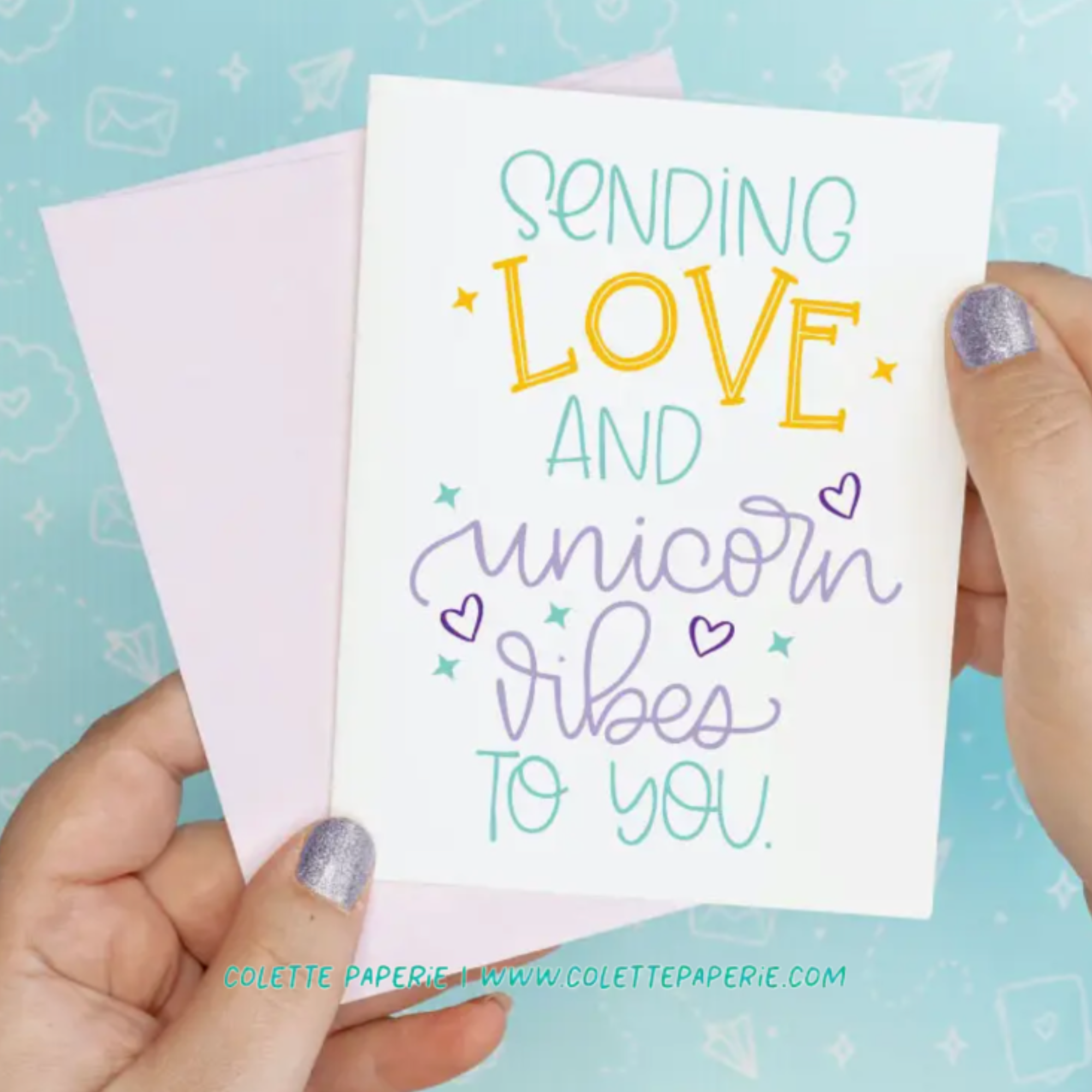 Sending Love & Unicorn Vibes Funny Recycled Greeting Card-2.png