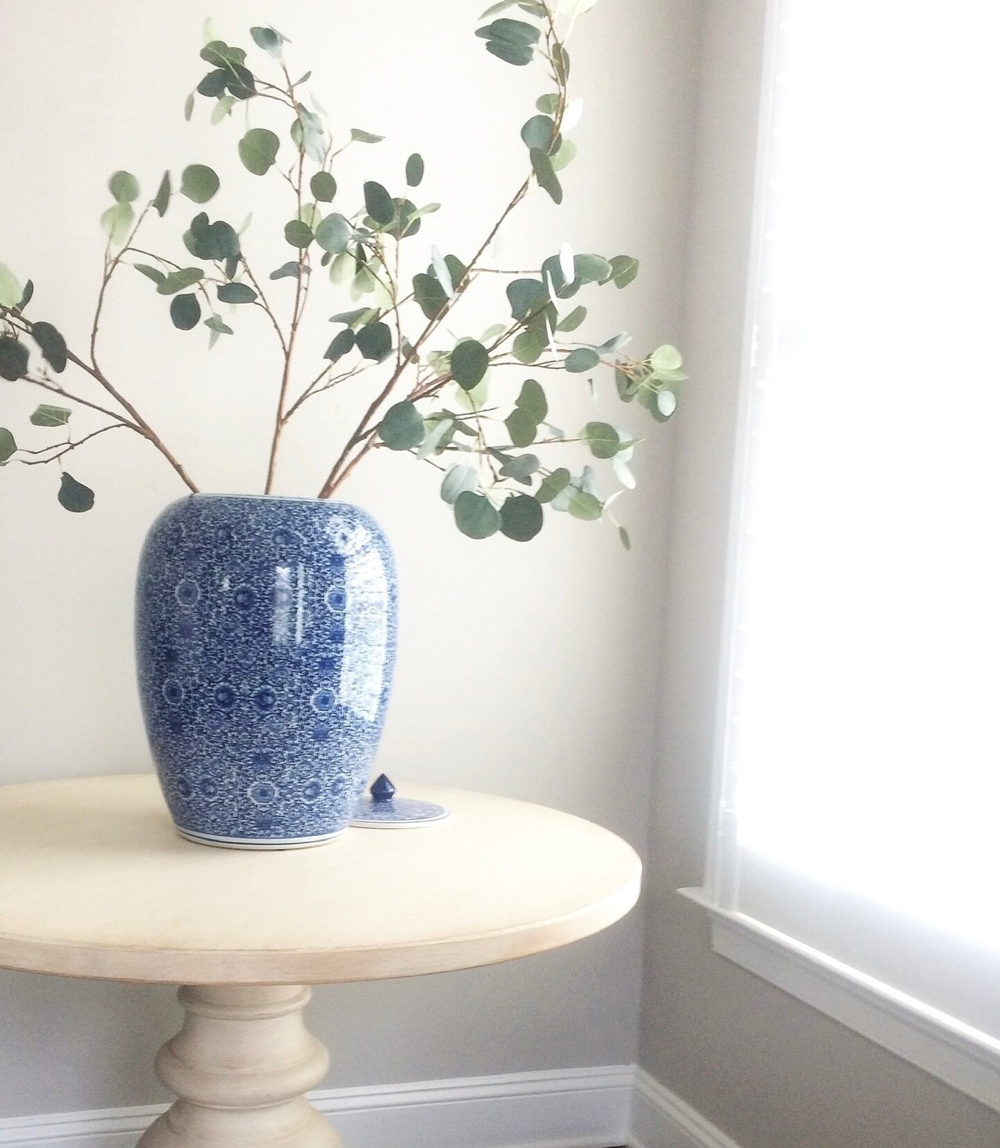 Do you have a corner that just begs to be filled but are at a loss? Sometimes a simple solution is all you need. We are big fans of pared down design as well as blue and white so this little corner checks all our boxes. 
#crappyiphonepicsaremyjam 
.
