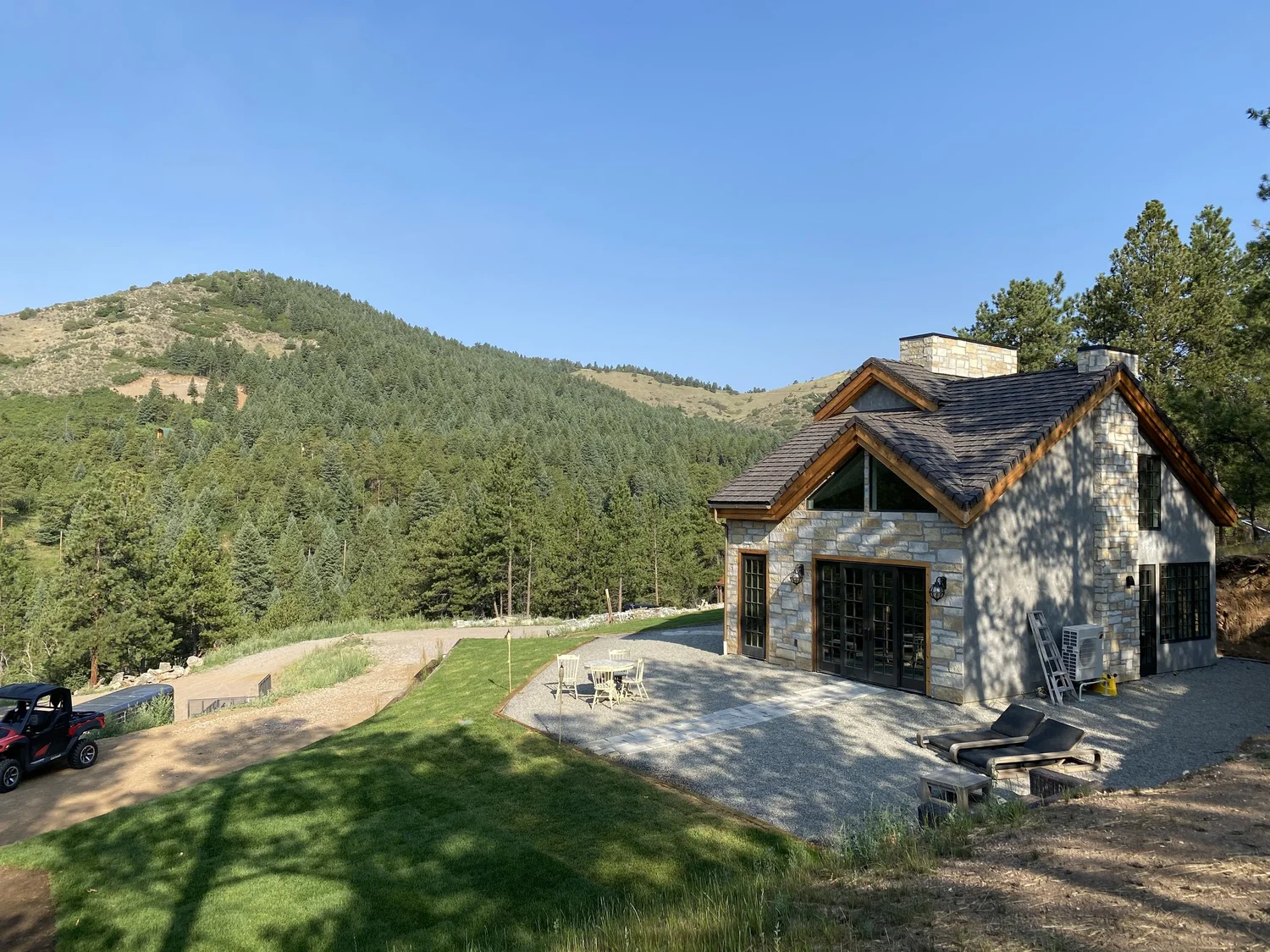 Finished stone-and-timber home in the mountains