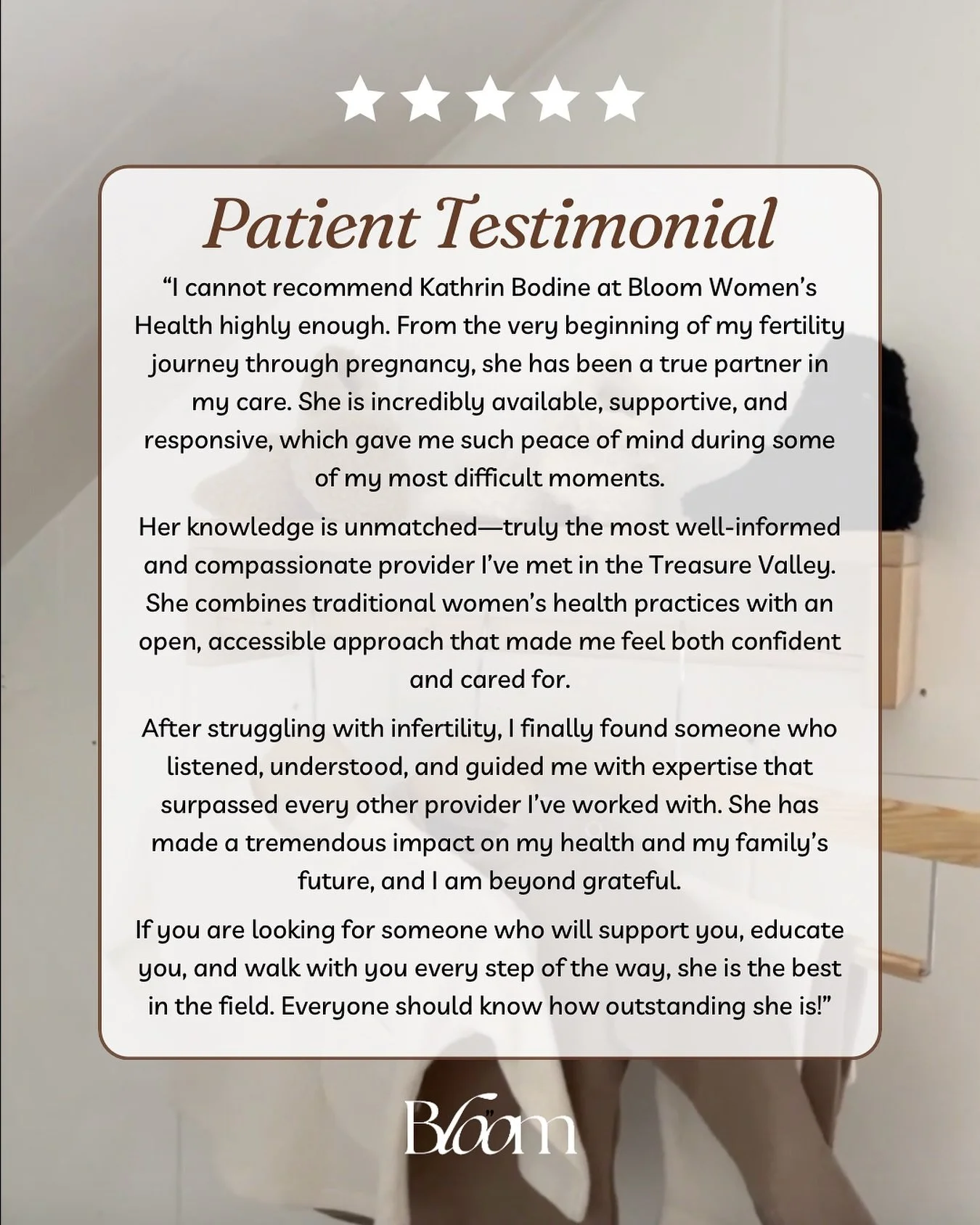 We believe every fertility and postpartum journey deserves individualized, evidence-based care. 

Reviews like this remind us how powerful it is when women finally feel understood and guided with clarity and compassion.

From preconception to the 4th