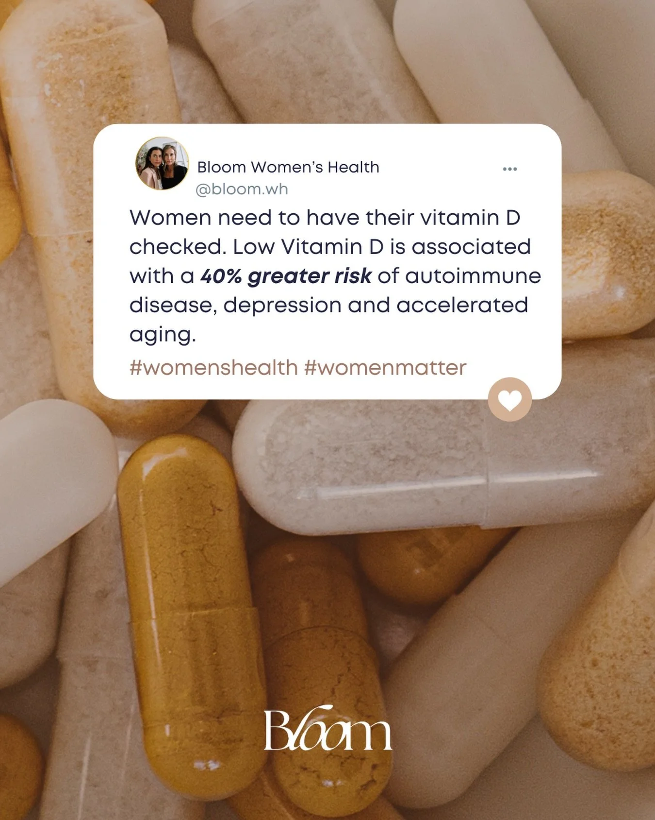 Vitamin D is more than &ldquo;just a vitamin.&rdquo;
It plays a key role in hormone balance, immune health, bone strength, mood, and fertility.

The catch? Many women are deficient and don&rsquo;t know it.
Symptoms can be subtle or written off as &ld
