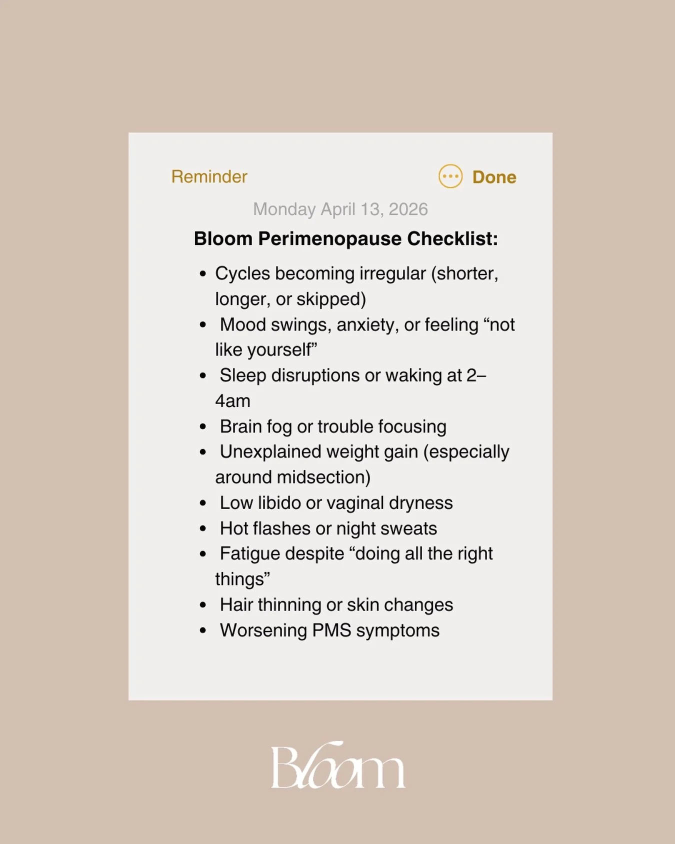 If you&rsquo;ve been told &ldquo;your labs are normal&rdquo; but you know something feels off&hellip; this might be why. 👆🏼

Perimenopause can start as early as your mid-30s&mdash;and most women are completely overlooked in this phase. It&rsquo;s n