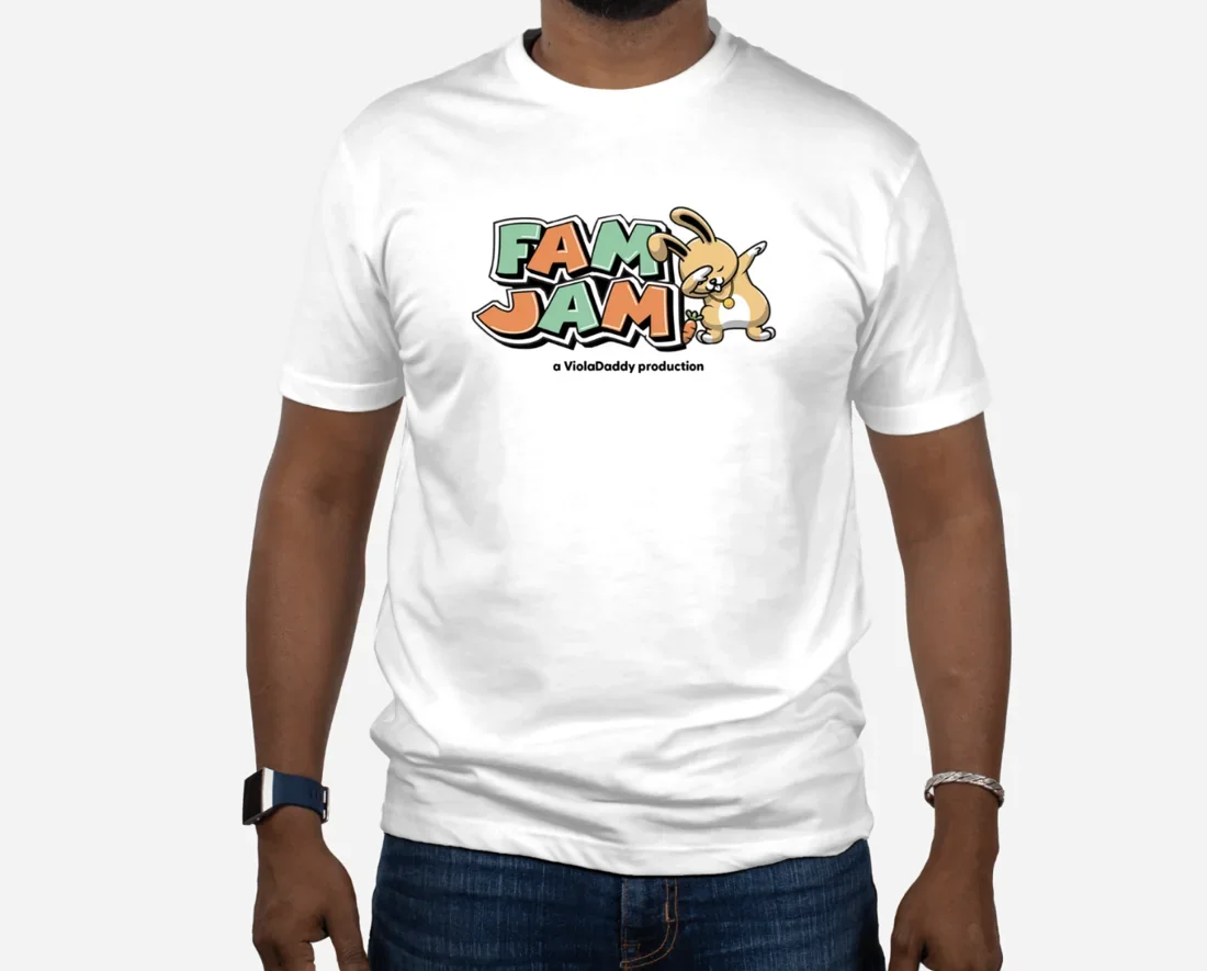 Model wearing the Fam Jam tee