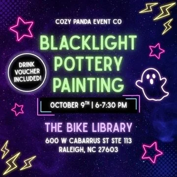 Blacklight Pottery Painting at TBL with Cozy Panda Event Co.