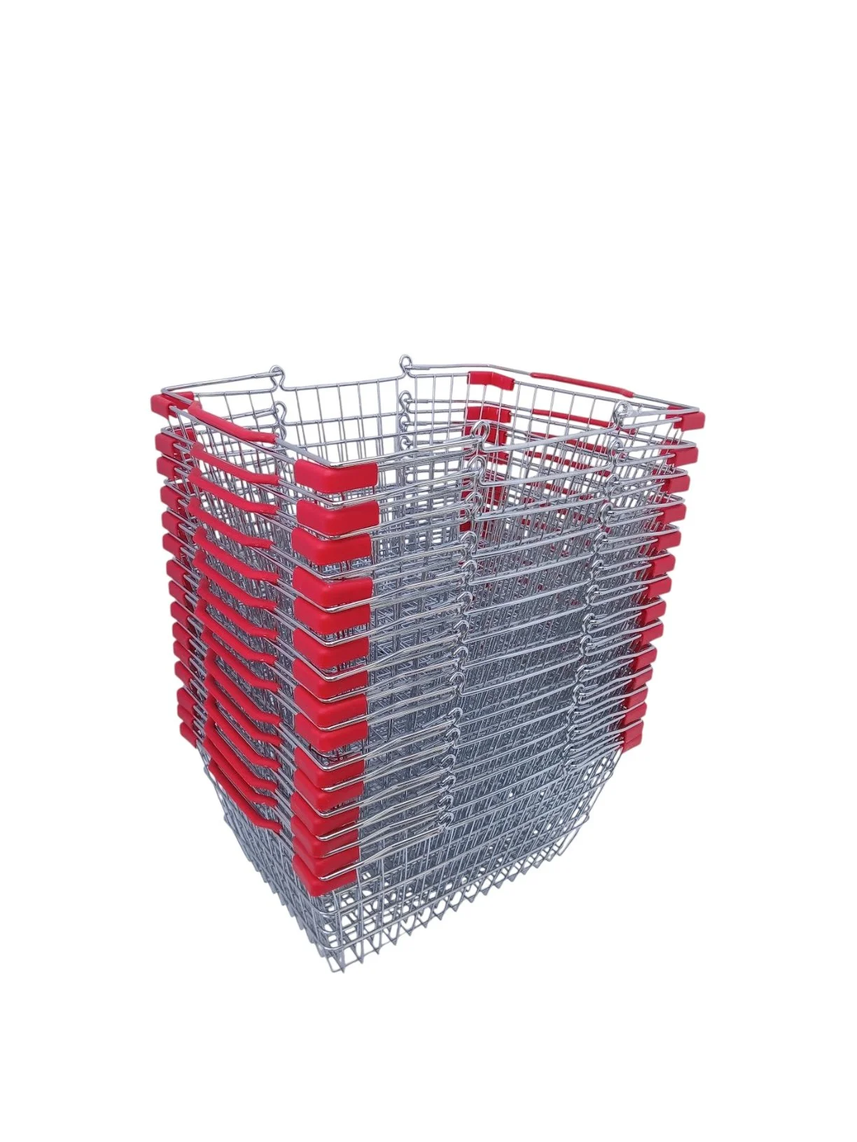 Silver and Red Shopping Basket Stack