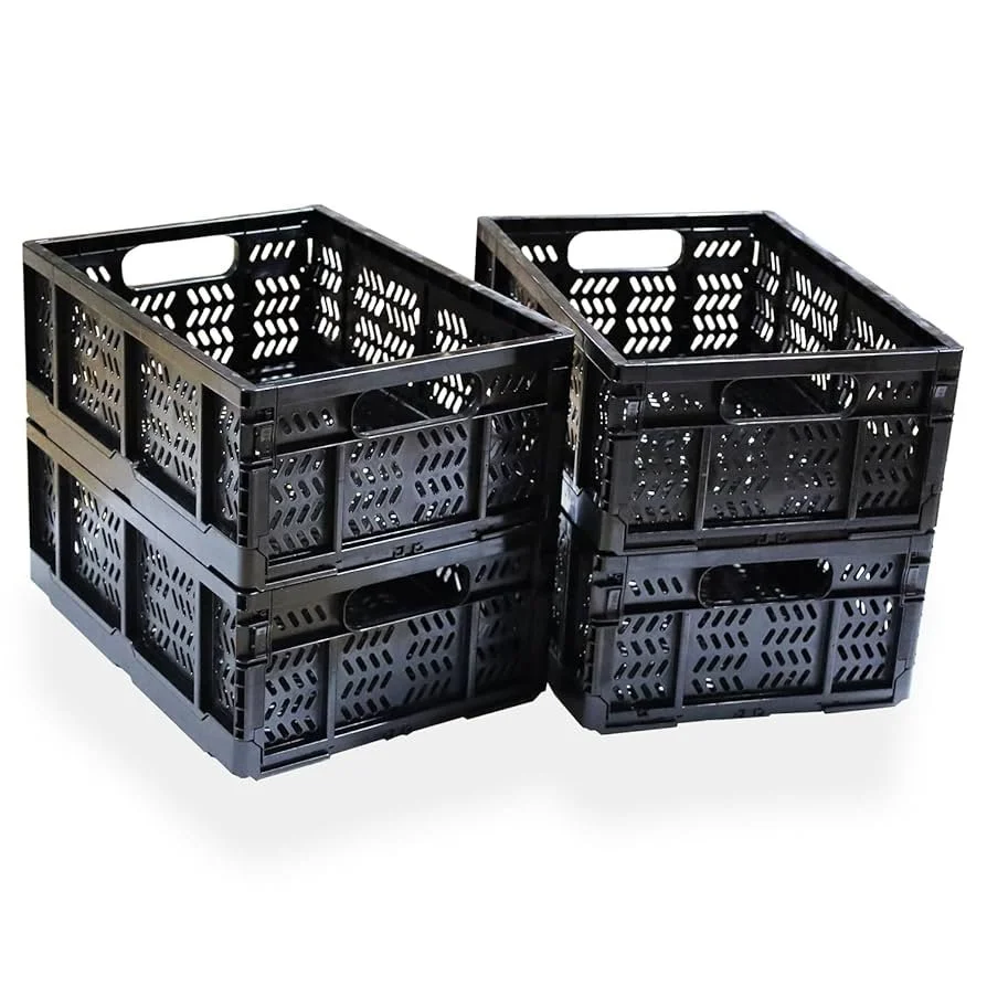Crates Plastic Collapsible Black
