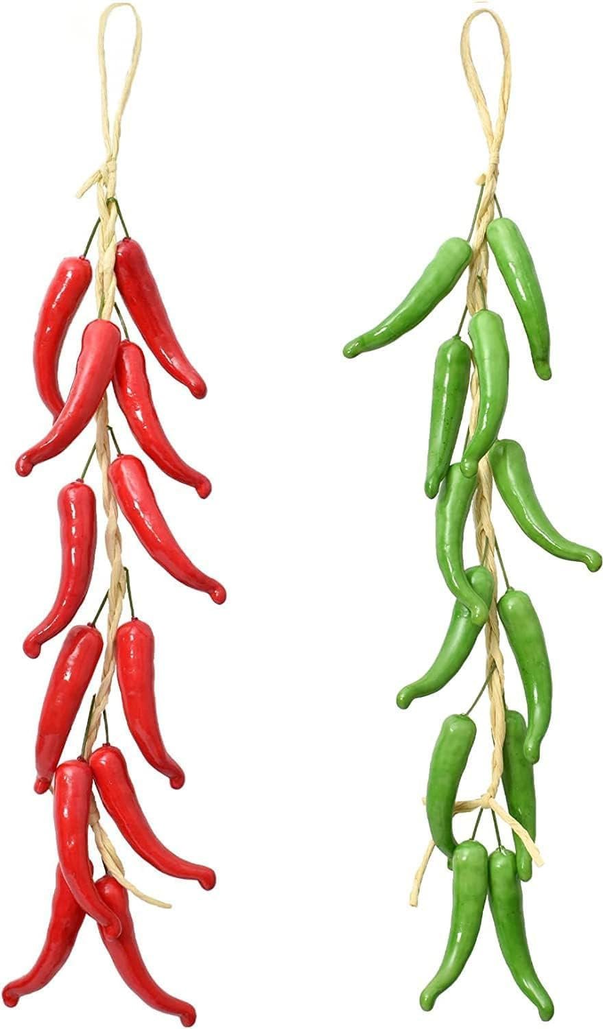 Hot Peppers on String Green and Red