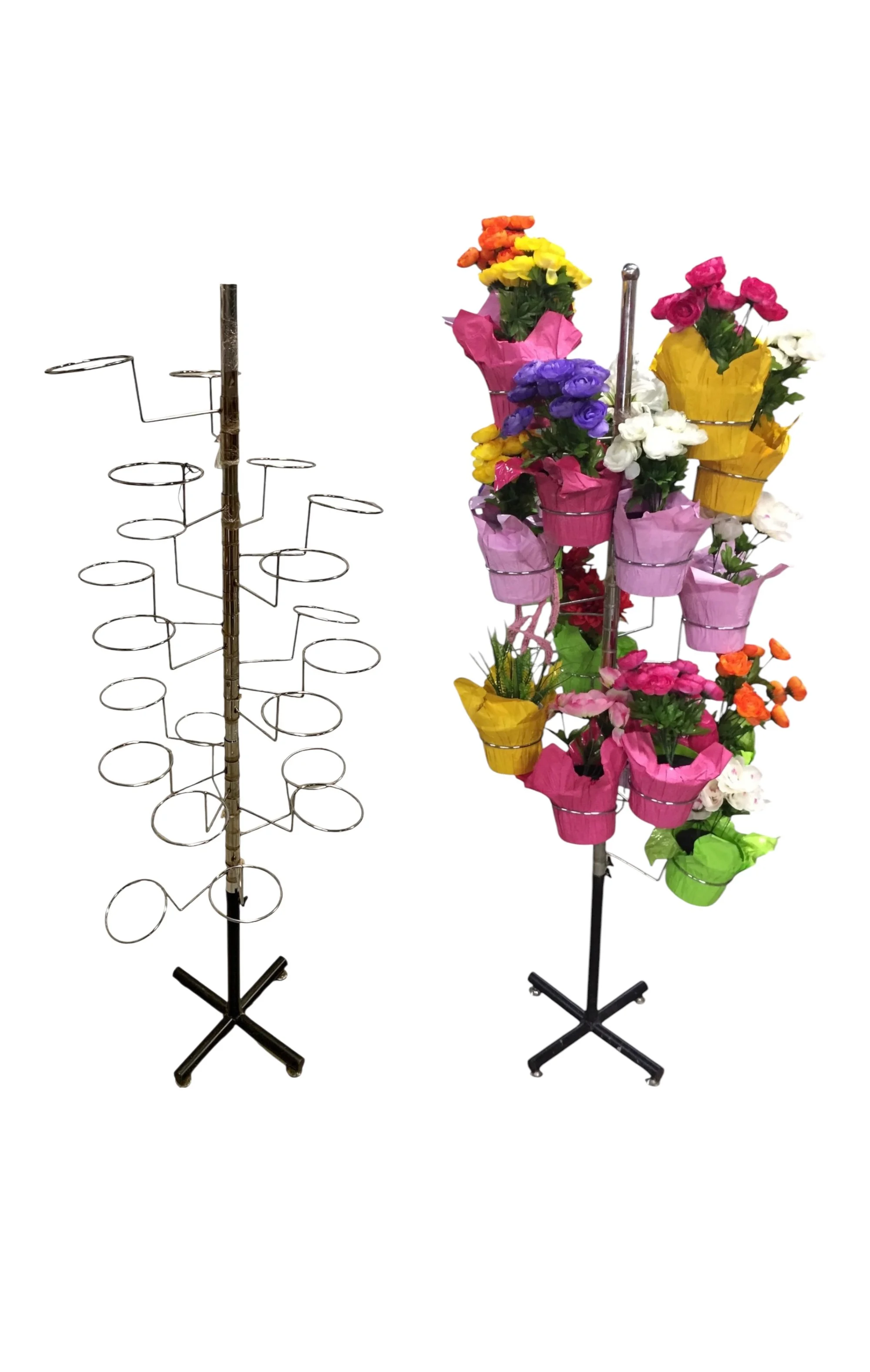 Flower Stand Black Metal Tall