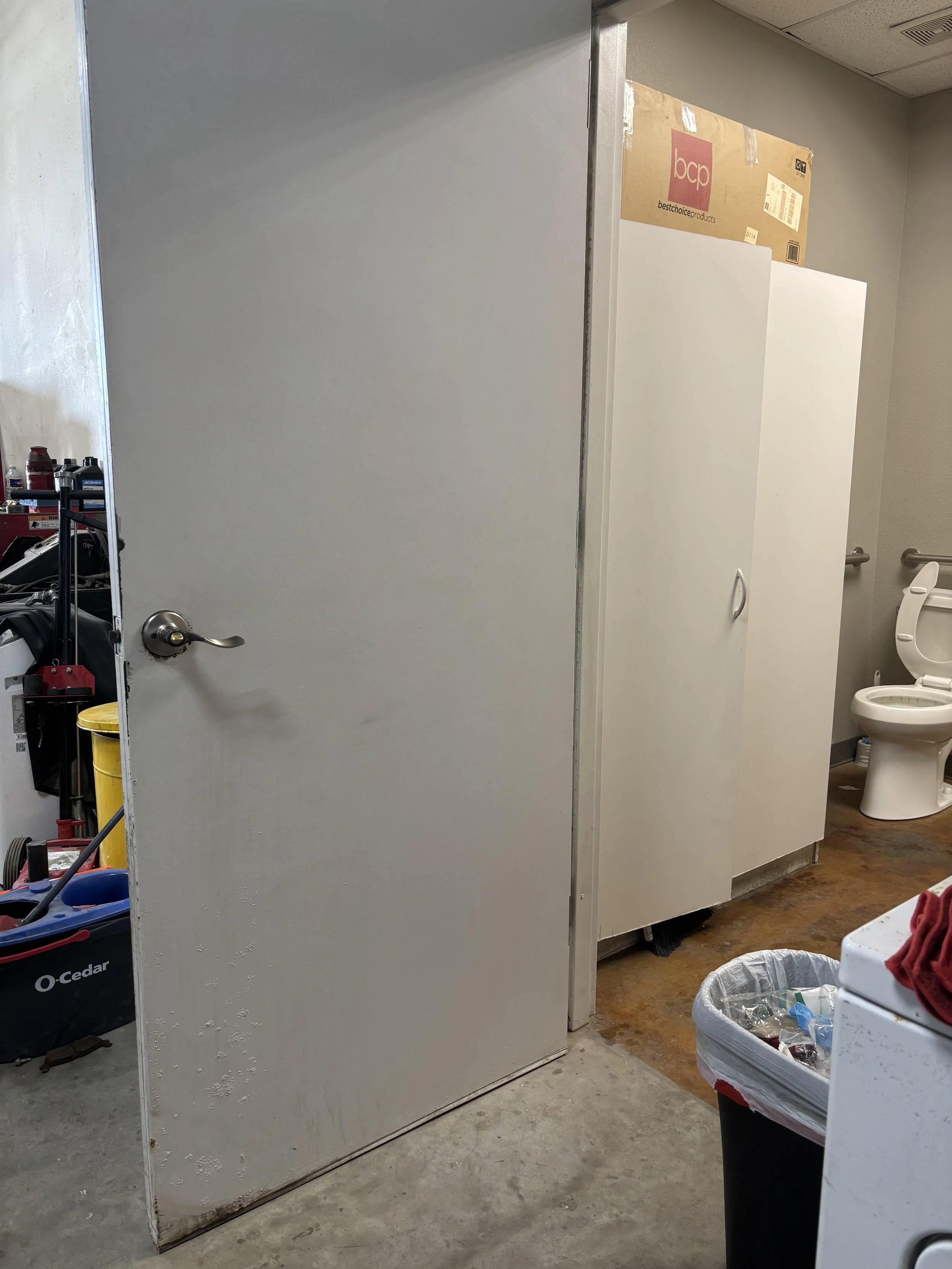 Clean Shop Restroom Door