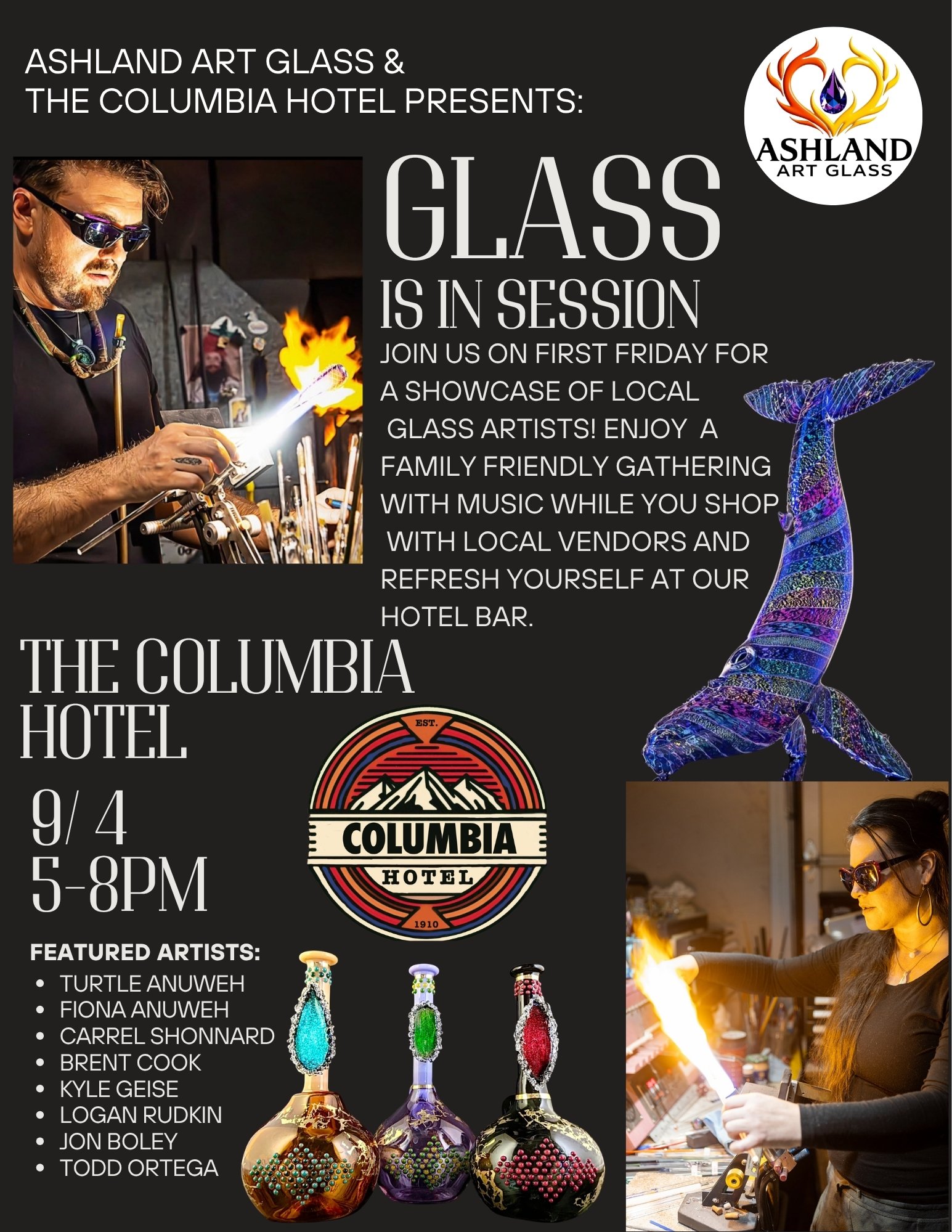 Glass_Is_In_Session_flyer_the_Columbia_Hotel