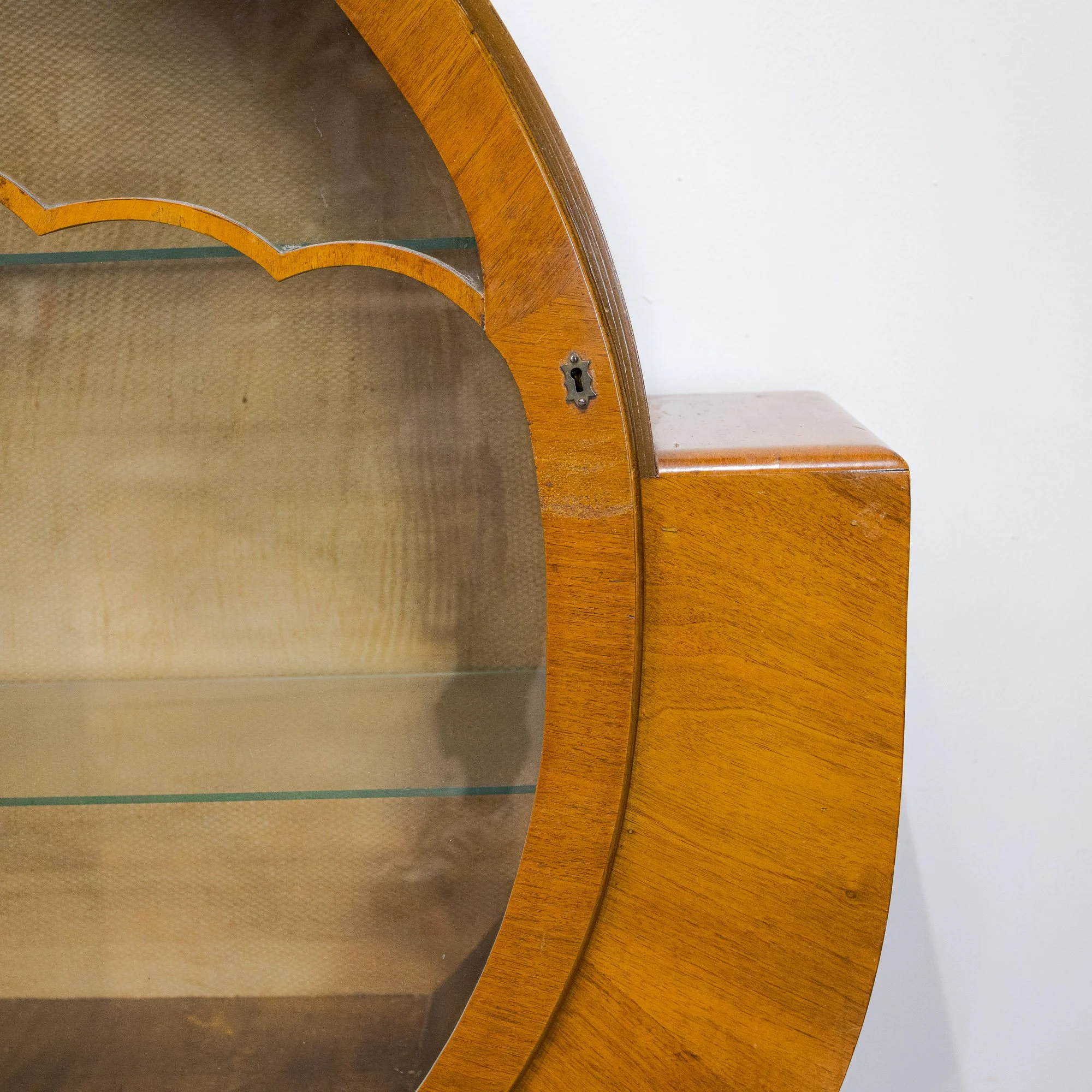 Art Deco Walnut Circular Shouldered Display Cabinet