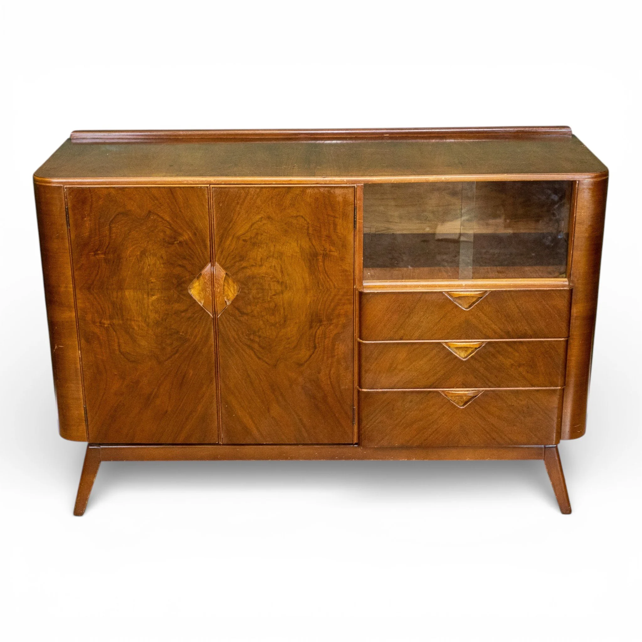 Art Deco Style Walnut Curved Sideboard