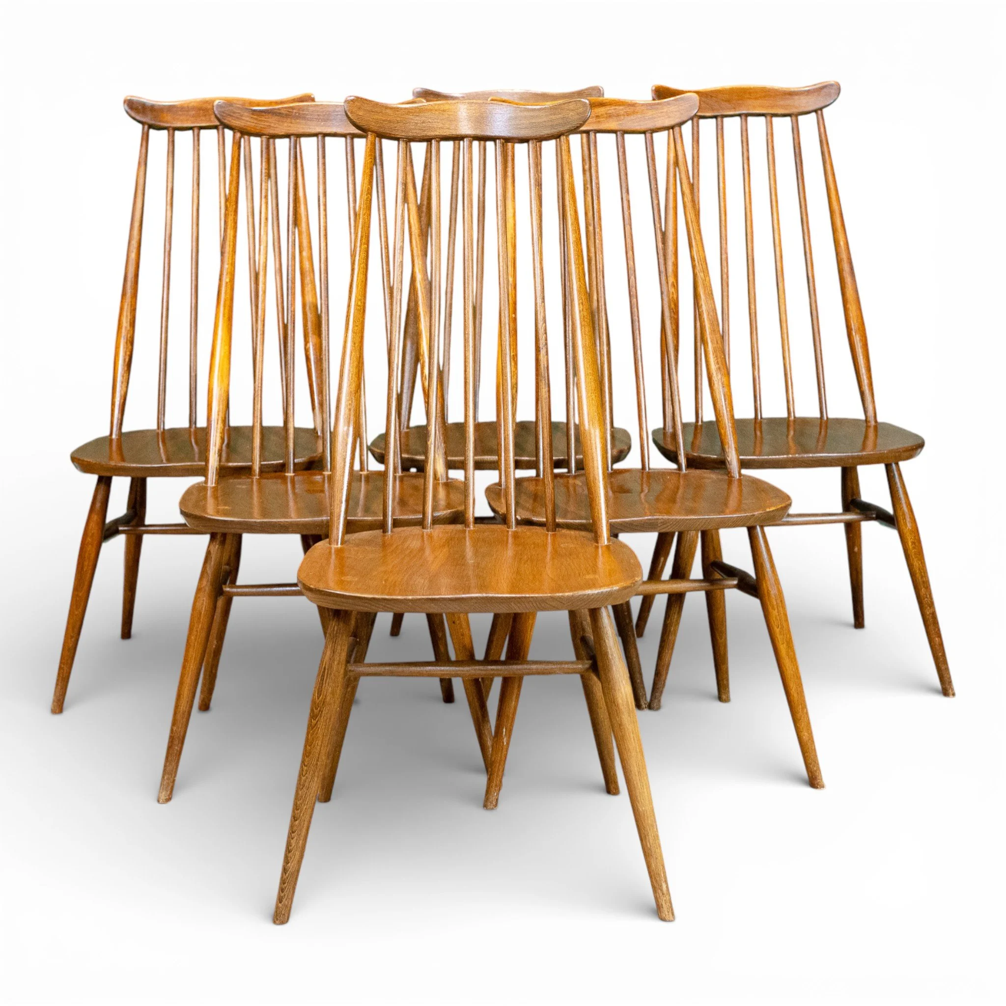 Ercol Blue Label Elm Goldsmith Chairs x6