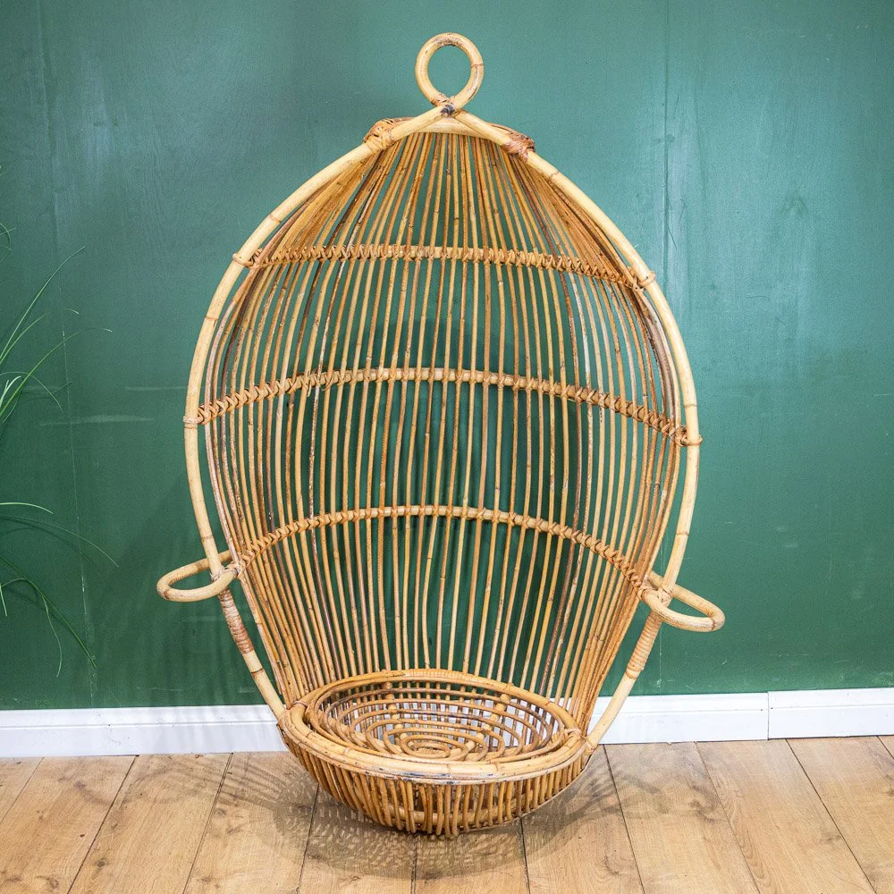 Bamboo and Rattan Hanging Egg Chair by Fratelli Castano