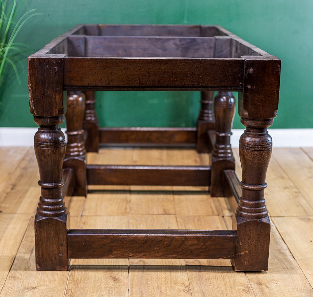 Solid Oak Jacobean Style Large Plank Top Dining Table